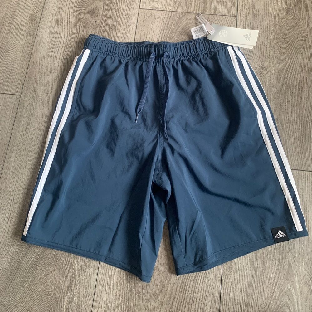Adidas men swimwear crew navy with white